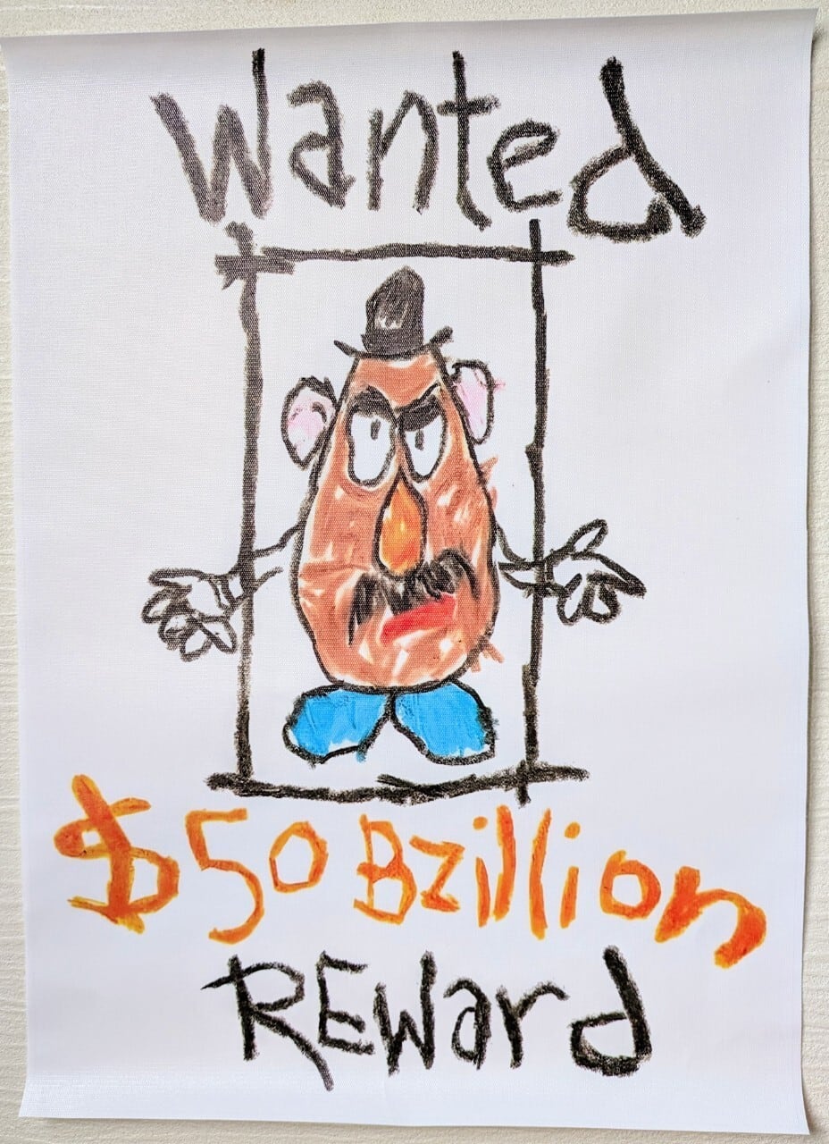 ☆【 TOY STORY( トイ ストーリー )】ポテトヘッド / 銀行強盗 / 手配書 / WANTED キャンバスウォール ポスター  〚アメリカン雑貨 アメトイ〛