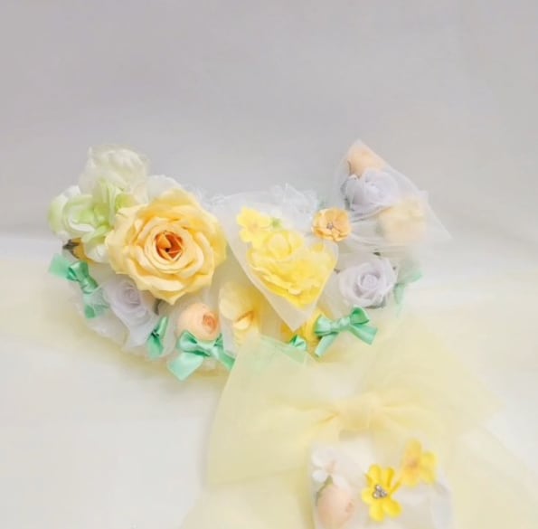 予約【PARTYC】Flower Wedding Cape (Yellow)