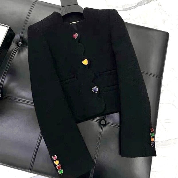 ハートビジューボタン ショート丈ジャケット | DRESSNISTA