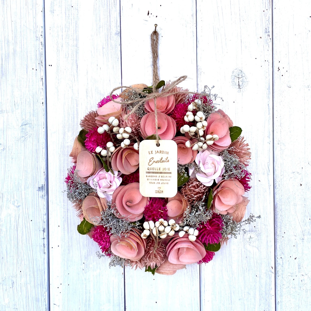 小さい淡いピンクの可愛いローズリース ナチュラルリース オール  