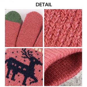 トナカイ柄 ニット 手袋 レディース 秋冬 北欧 タッチパネル対応 グローブ 大人 かわいい きれいめ カジュアル 防寒 保温 暖かい スマホ対応 冷え対策 五本指 通勤 通学 学生 大人可愛い 大人女子