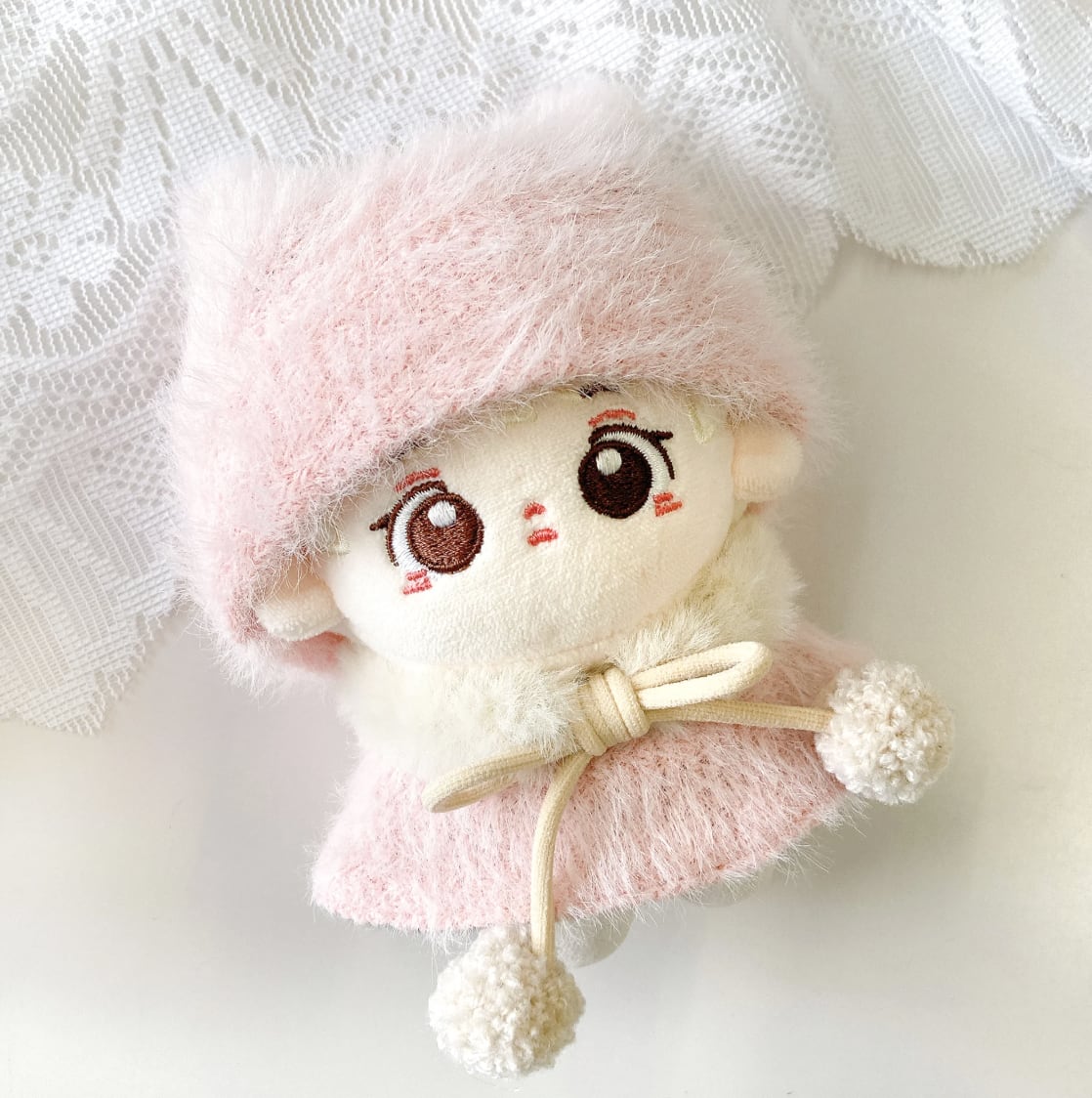 猫耳ニット帽&amp;ファーポンチョ&amp;マフラーセット10cm用TGMC-1286