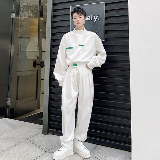 予約販売】メンズ セットアップ 無地 ワンポイント ブラック ホワイト