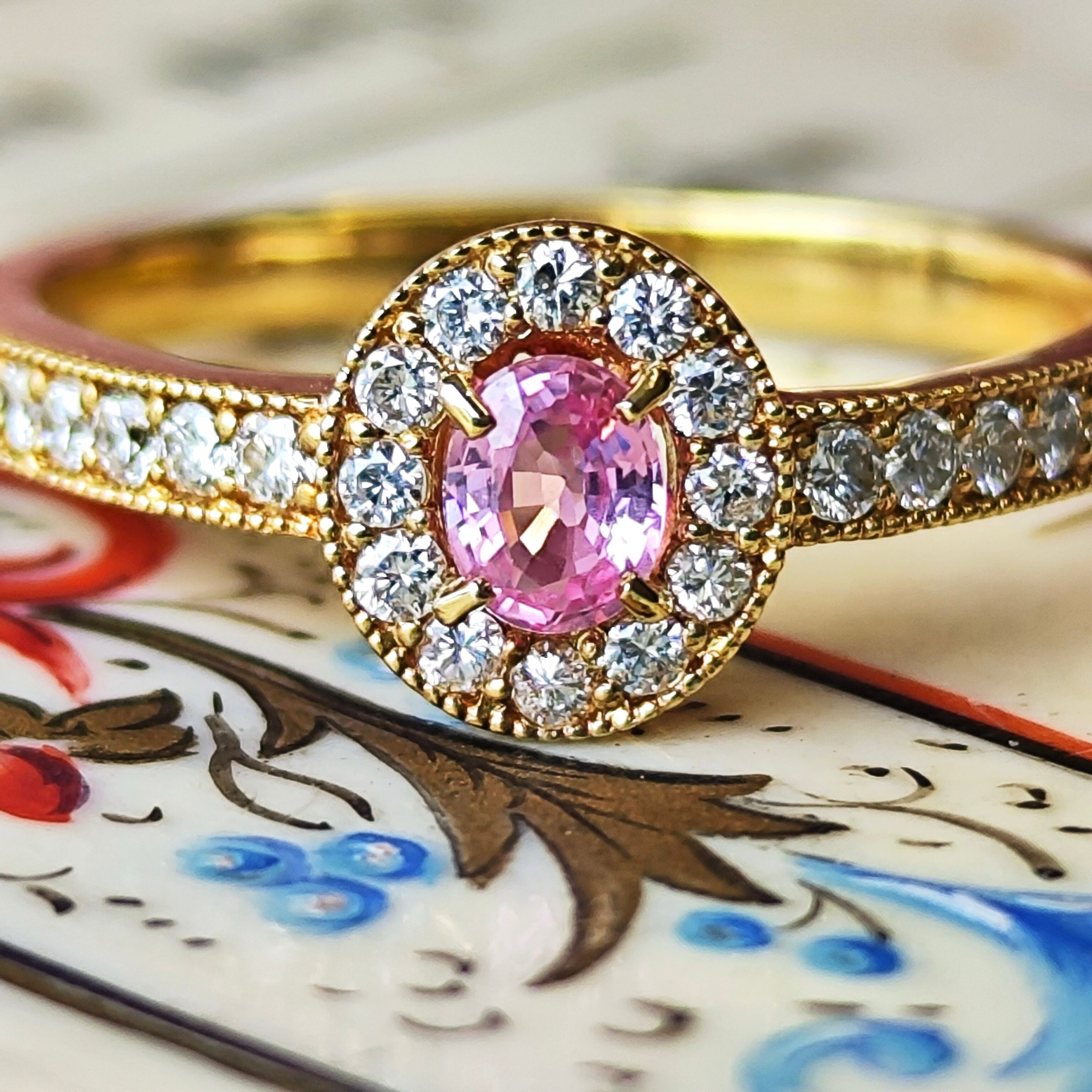 天然パパラチアサファイア 天然ダイヤモンド 鑑別書付き | Mico宝飾店 