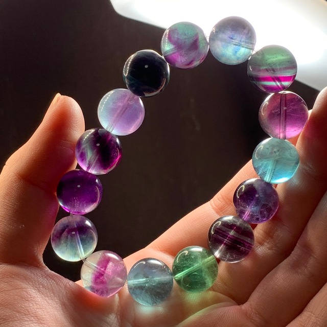 f172.濃いめグラデーションフローライト ブレスレット