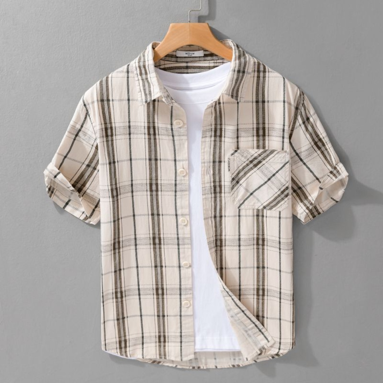 【M-3XL】Modern Check Short Sleeve Shirt / モダン チェック 半袖 シャツ
