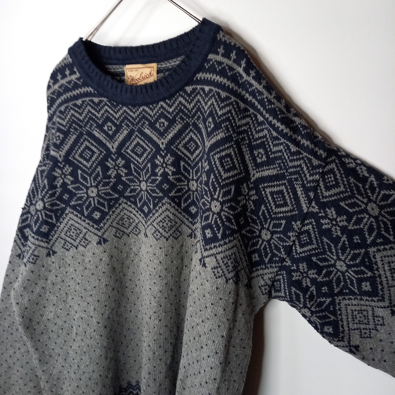 90s　アメリカ製　ウールリッチ　コットン　ニット　セーター　ノルディック　北欧