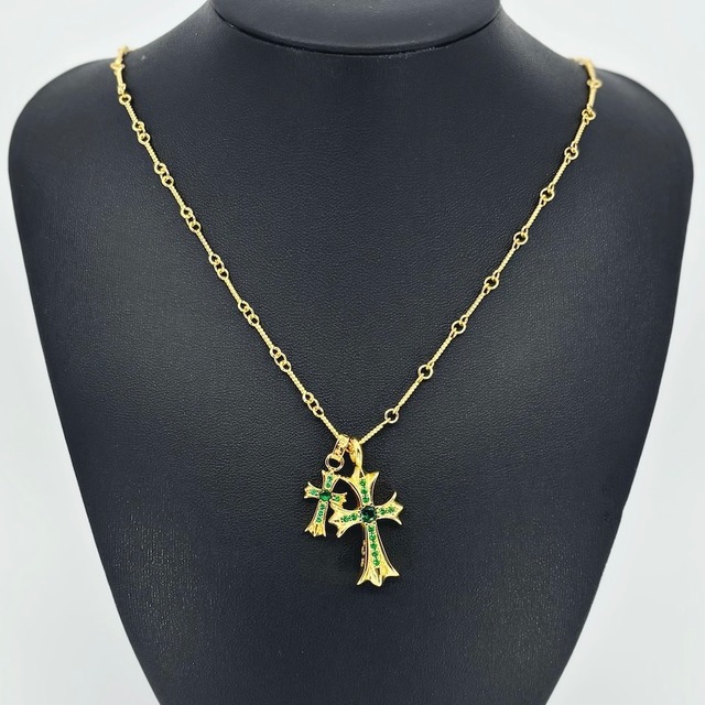 ベビーファットチャーム ツイストチェーン エメラルド ゴールド