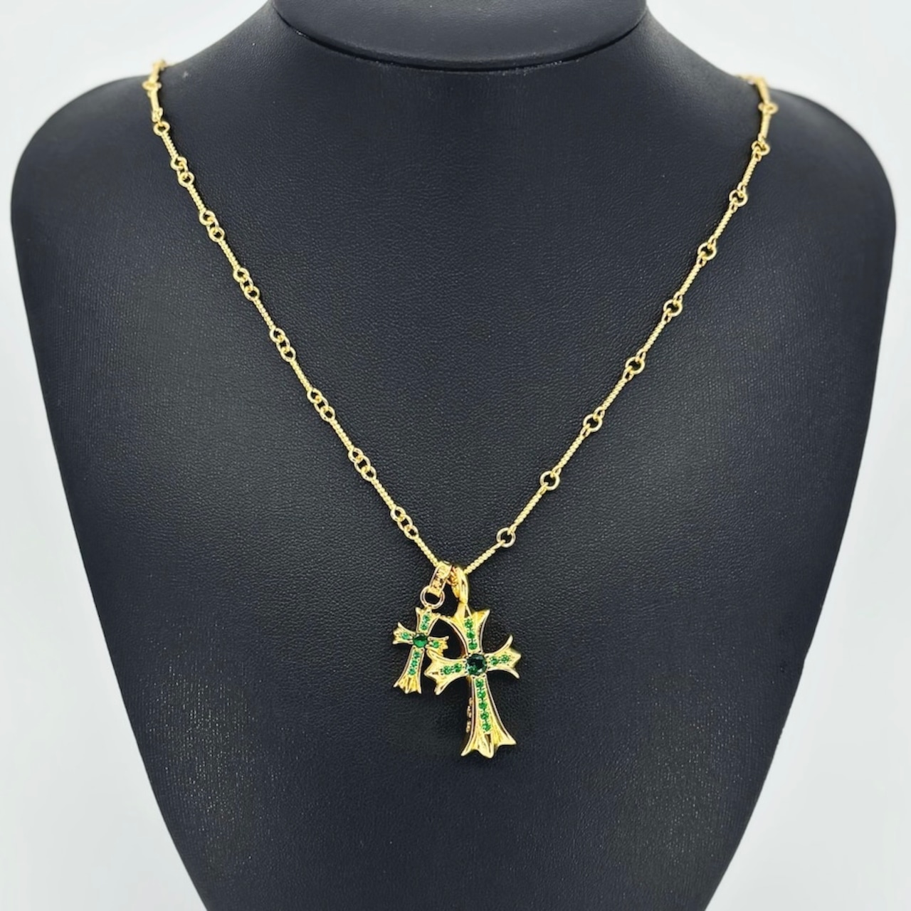 ベビーファットチャーム ツイストチェーン エメラルド ゴールド