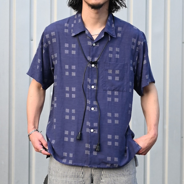 OLD JOE / ORIGINAL PRINTED OPEN COLLAR SHIRTS (Square Dot) Short-sleeve