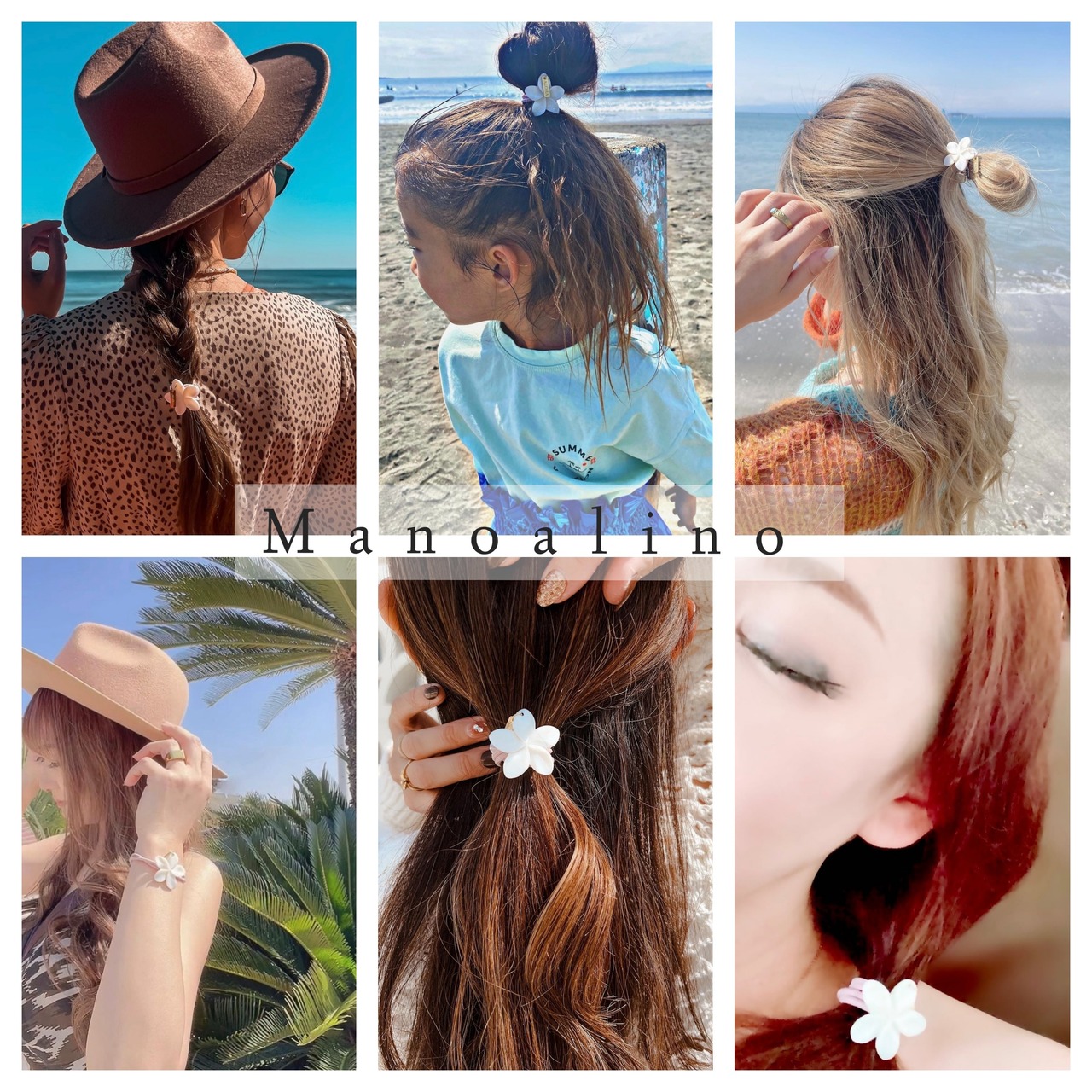 Freshwater shell plumeria hair accessory（淡水シェルプルメリアヘアゴム）