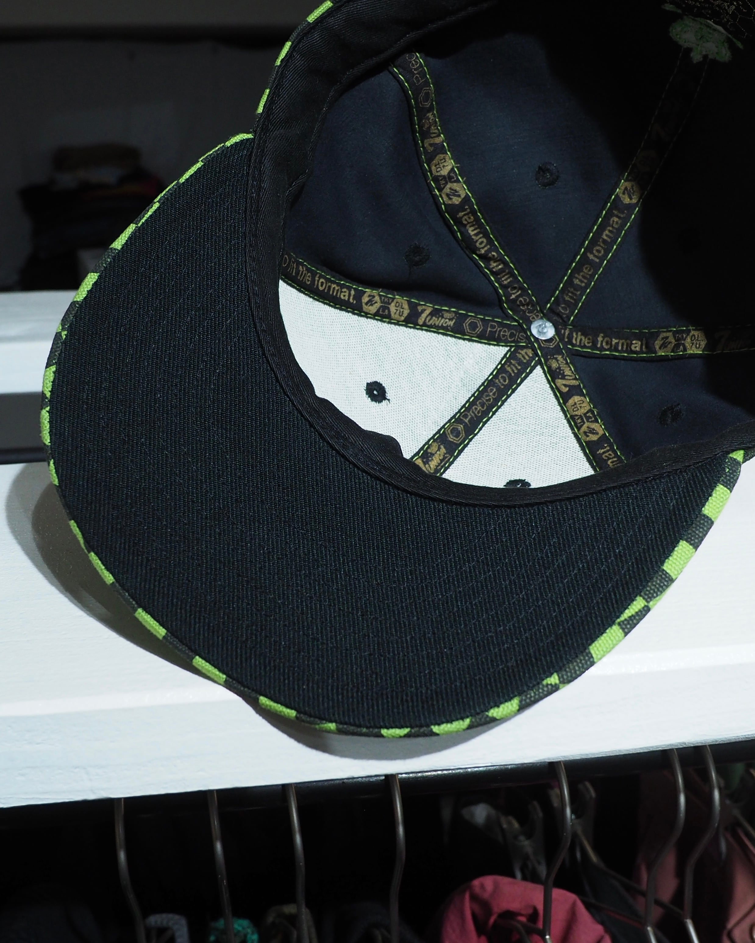 Vivid Light Green Checker board pattern Design Cap