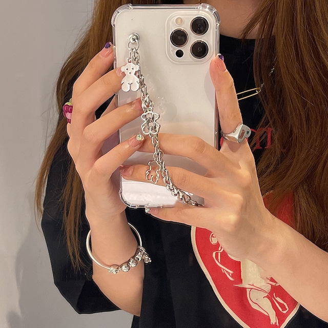 【A133】Korean bear chain iphone case