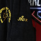 80s CANADA ApolloBrand コーデュロイスタジャン　太畝　黒×黄色　　刺繍　48