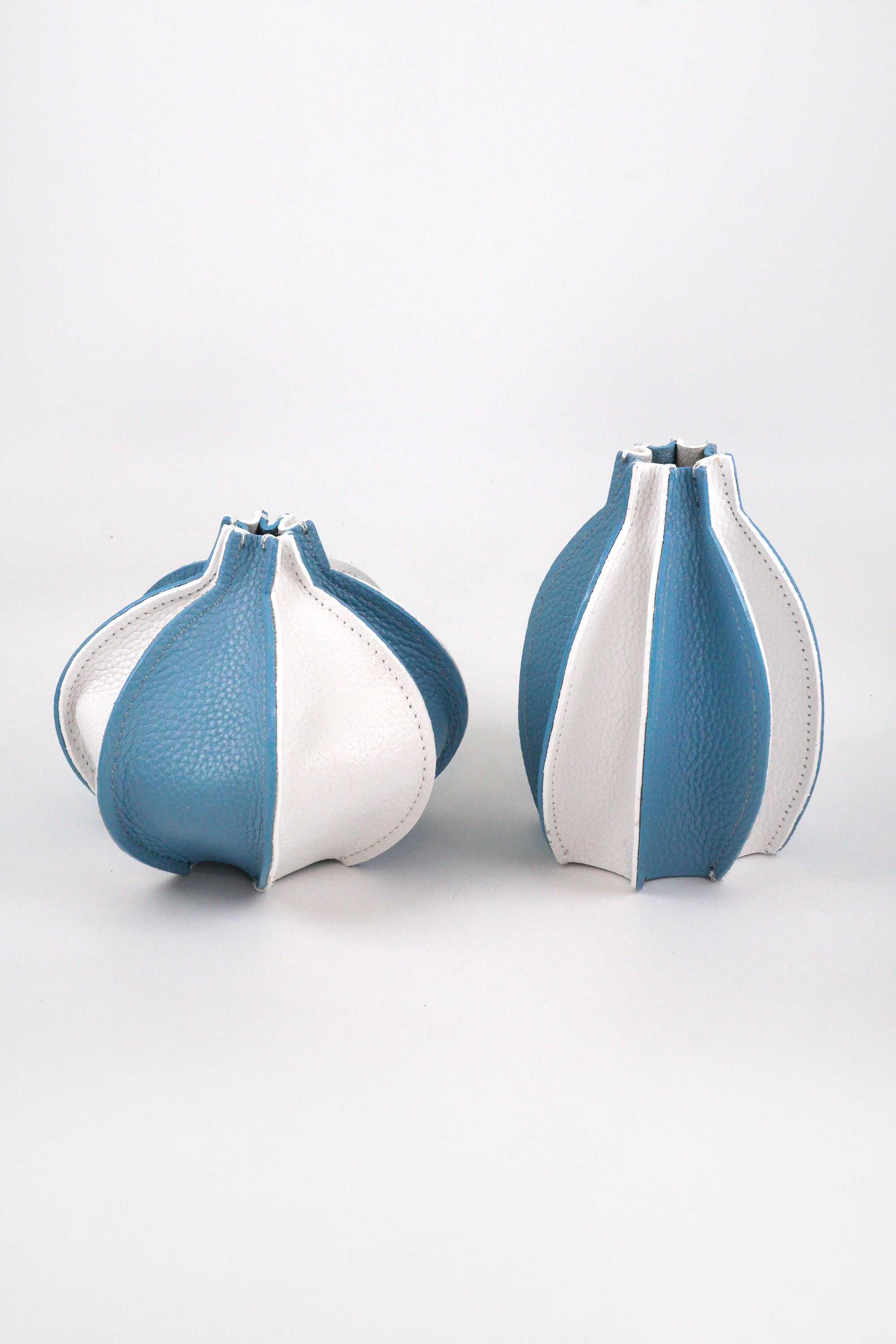 本革製バイカラーフラワーベース／玉ねぎ型（ガラスベース付属）【購入