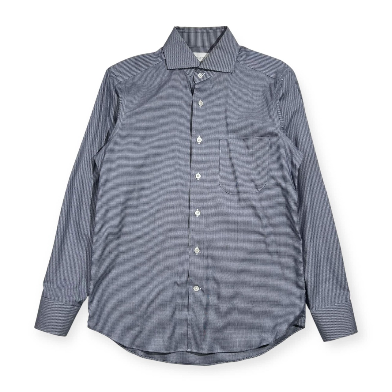 MACKINTOSH PHILOSOPHY Trotter マッキントッシュフィロソフィー 千鳥柄 ワイドカラー 長袖 シャツ 38/ブルー×ホワイト系 メンズ