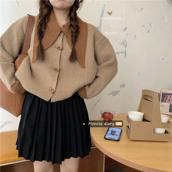 スプリングニットセーター ルーズシャツ トップス ショートカーディガンコート ロング 春物 モンロー88687895944