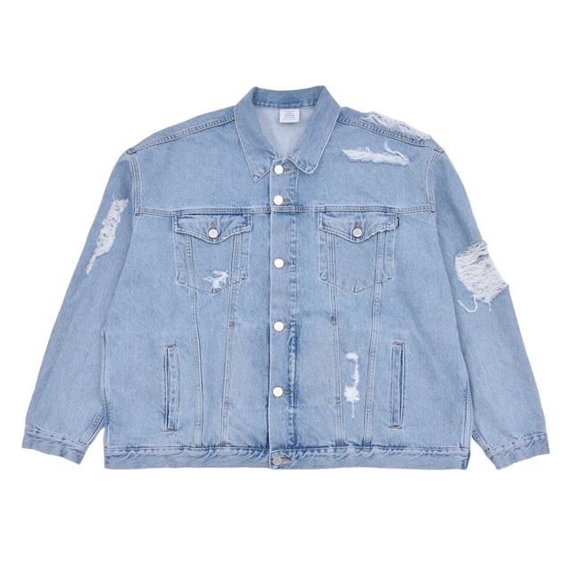 【VETEMENTS】DESTROYED DENIM JACKET(LIGHT BLUE)