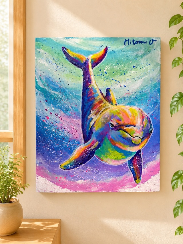 A-74/24】動物画 キリン アクリル画 原画 絵画 現代アート キャンバス