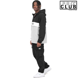 PRO CLUB「Nylon Hooded Pullover Anorak Jacket Black×Gray」