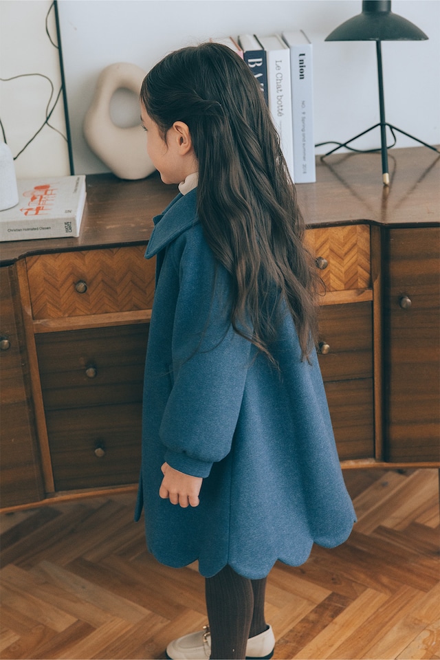 【90~110size】ヘムスカラップコート〈Blue〉