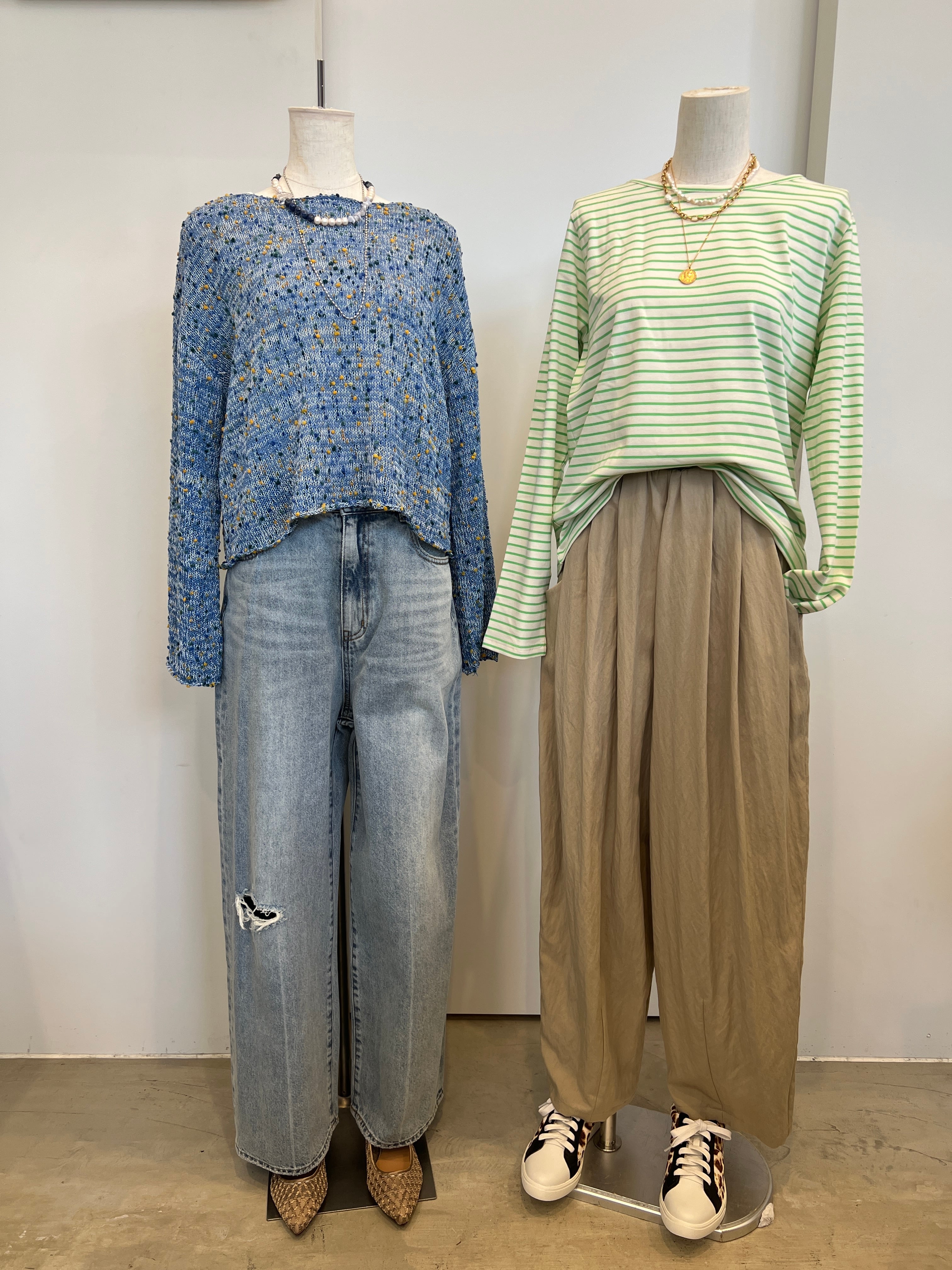 【SELECT】ボーダー天竺クルーネックプルオーバー