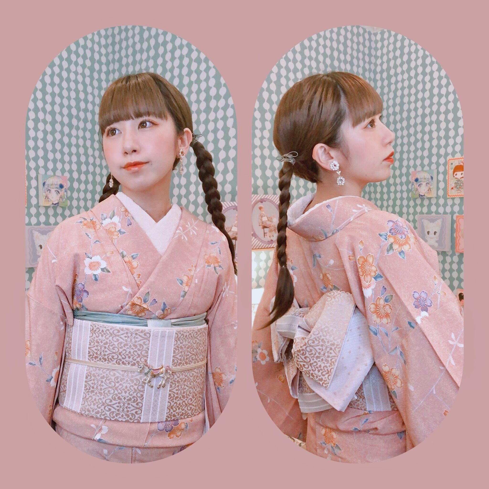 大塚呉服店×うさぎ小町コラボペルシャ紋半幅帯スイートバイオレット