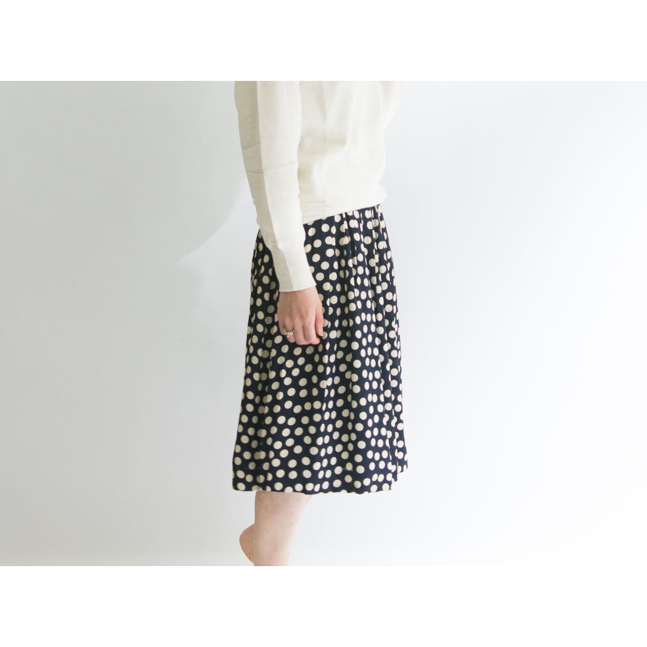 【Yves Saint Laurent】Made in Japan pleated flare dot skirt（イヴサンローラン プリーツフレアドットスカート）4a