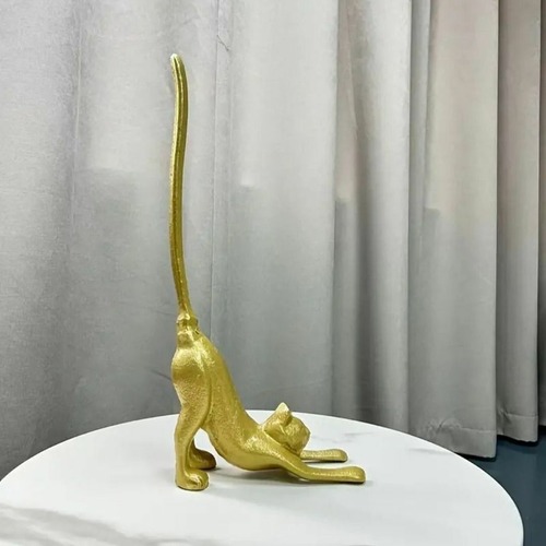ねこ ナプキンホルダー ゴールド 鋳鉄製 手工芸品装飾 ホームデコレーション