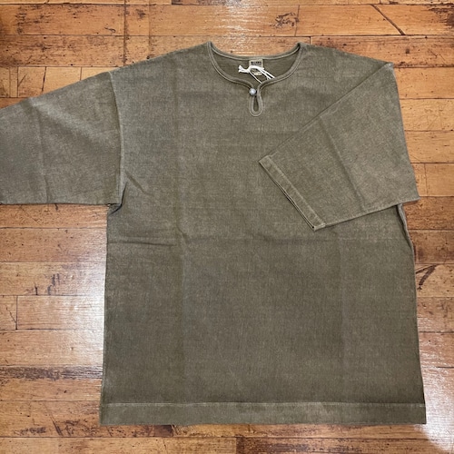 5分袖コンチョTシャツ(スキッパー) Beige / BARNS OUTFITTERS BR-8302