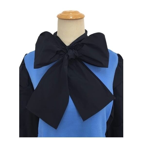 スーパービューティー チュニック リボン ニット タフタ切替 2421010