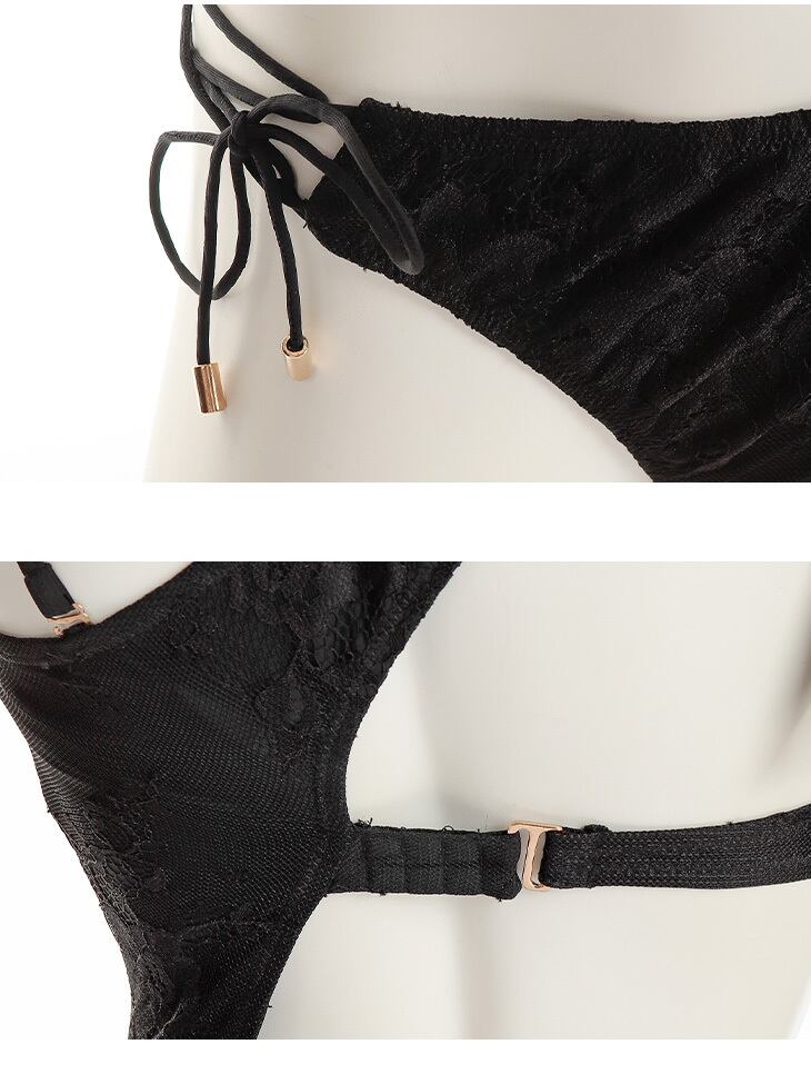 ROBE de FLEURS Glossy】Lacy zip swim wear (GL2360) 2360【返品不可