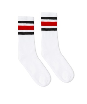 socco / ソッコ / ソッコソックス /socco socks / MADE IN USA / アメリカ製靴下/ストライプソックス/赤黒