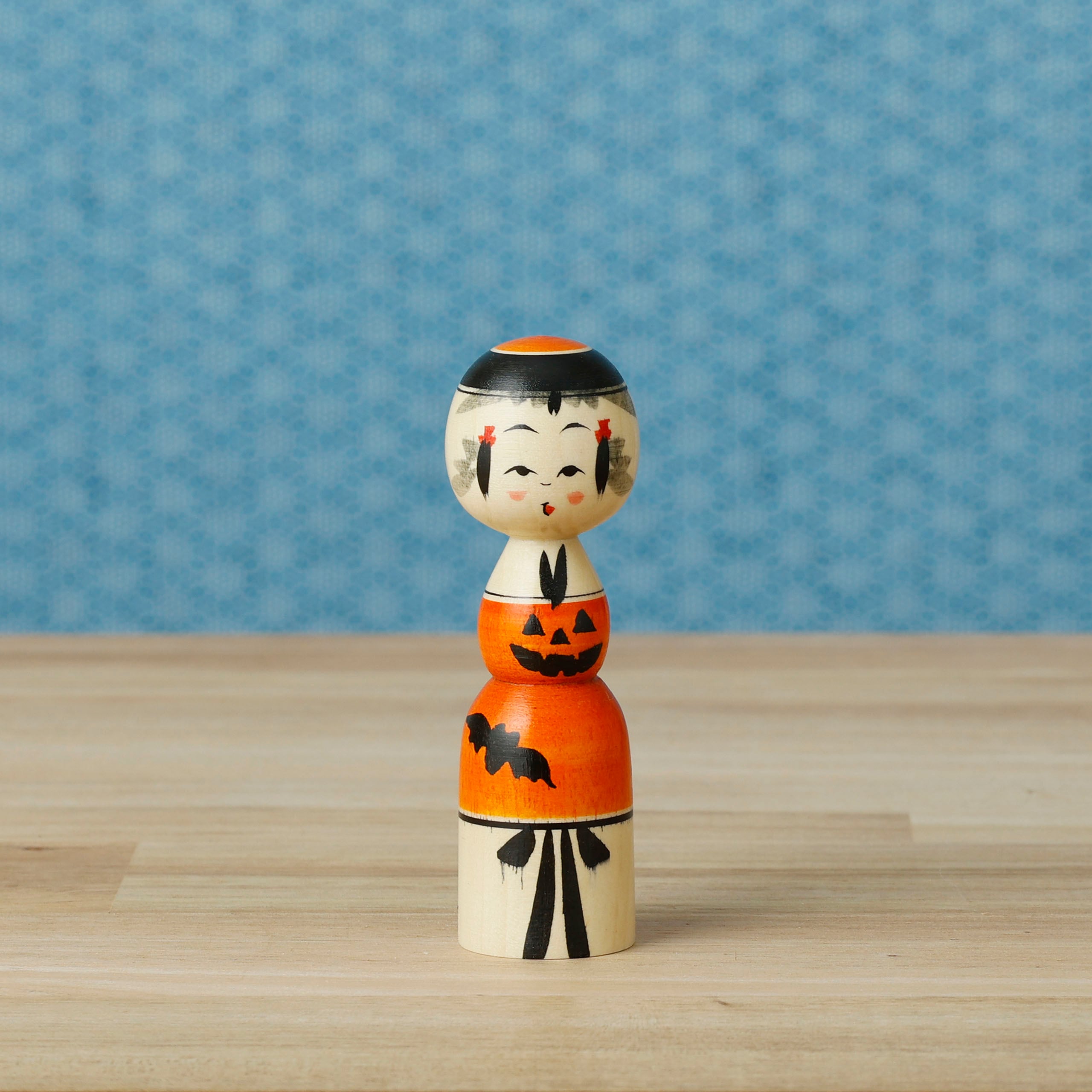 真一郎 Shinichiro 創作 こけし kokeshi 人形 レトロ 可愛い 桜こけし-1】 弥治郎系 池内潮音工人 9cm | Sakura kokeshi doll-1, by