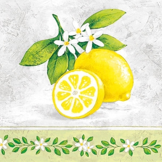 【Ambiente】バラ売り2枚 カクテルサイズ ペーパーナプキン LEMON BRANCHE レモン