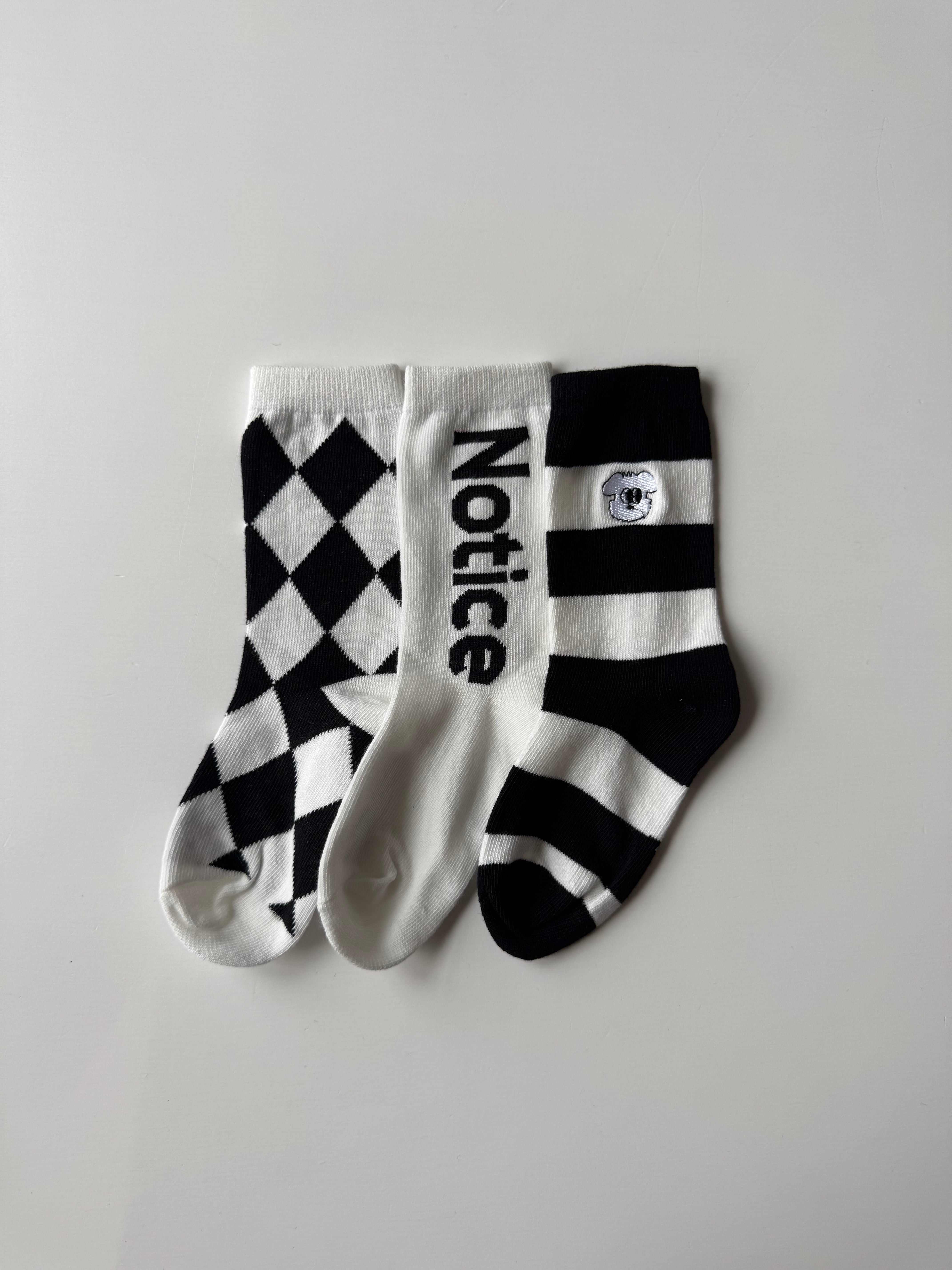 3set わんちゃんモノクロ socks（13〜21cm）4246