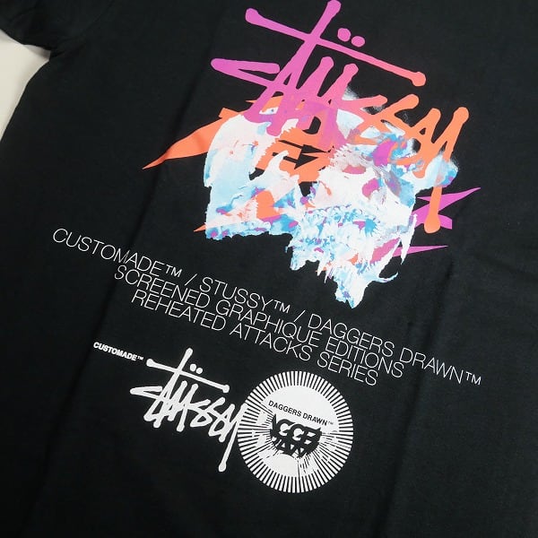 Size【M】 STUSSY ステューシー CUSTOMADE Dropped Skull Tee Black T