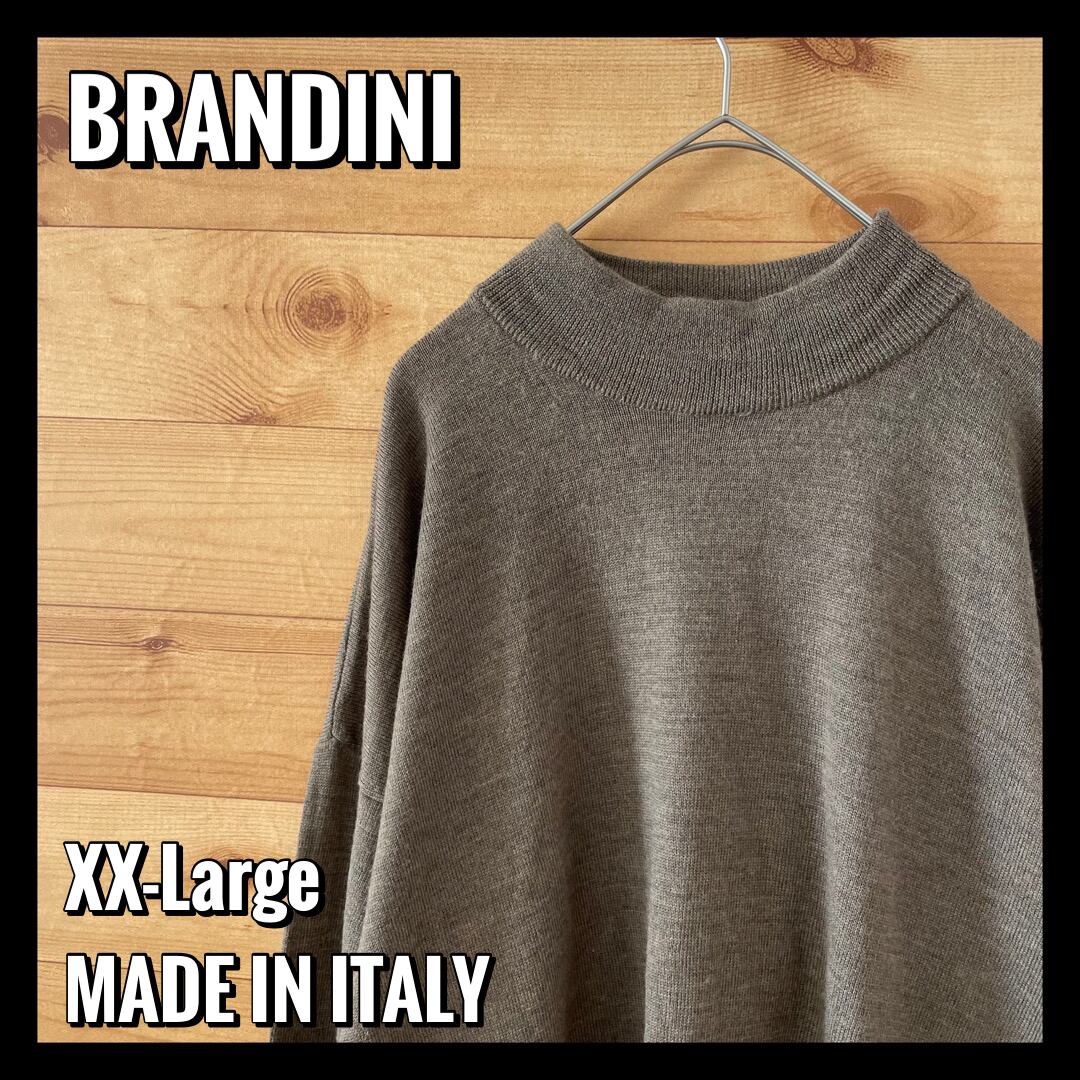 BRANDINI】イタリア製 モックネック ニット セーター メリノウール XXL