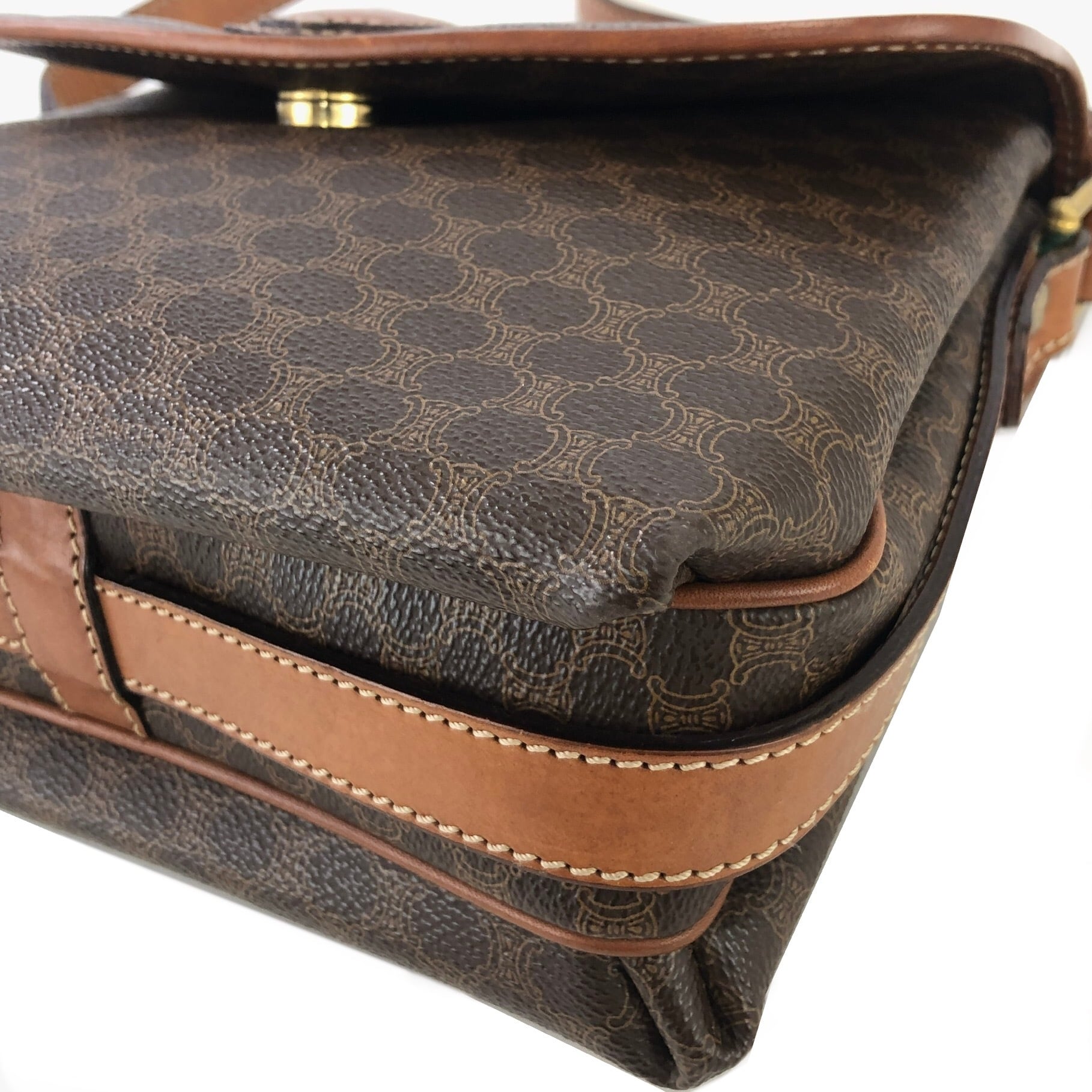 CELINE セリーヌ マカダム ブラゾン型押し ショルダーバッグ ブラウン