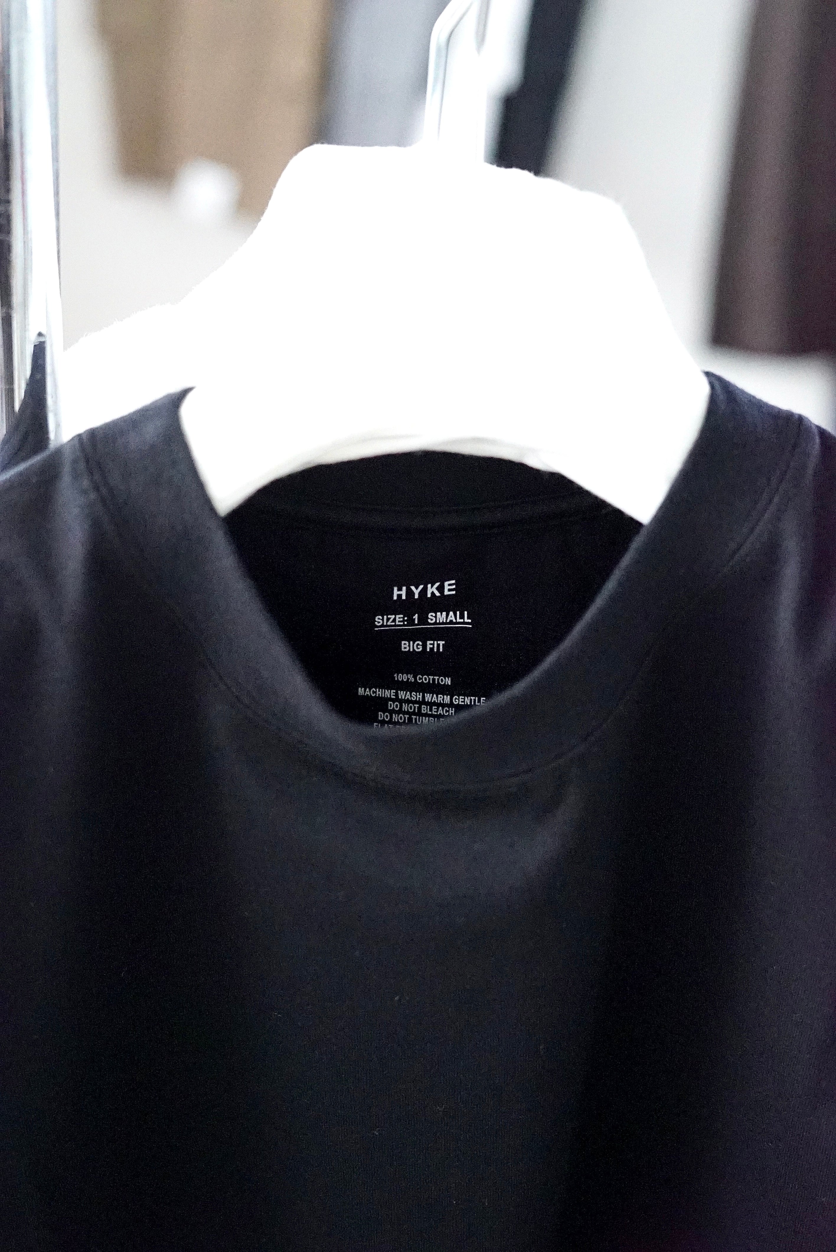 HYKE / CROPPED SHORT-SLV TEE /BIG FIT(6.5OZ) (BLACK / WHITE / TOP