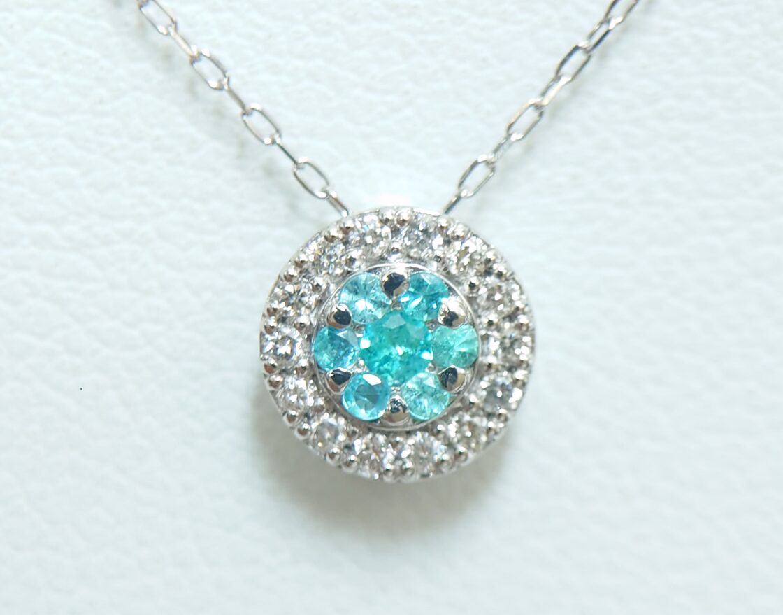 極美品！ パライバトルマリン 0.12ct Pt ペンダントネック（LASN726 