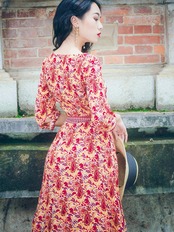 【0048】Side Slit Bohemian Short Sleeve Dress