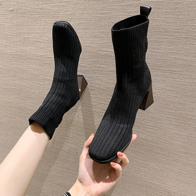 ショートブーツサマーレッドストレッチ薄手 靴 シューズ エラスティック 伸縮 夏物 スクウェア フェイクシューズ86746596530