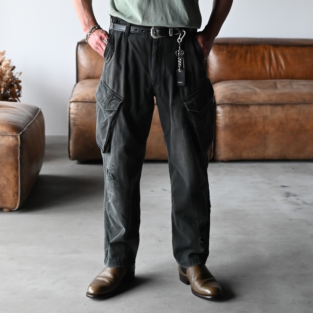 ANACHRONORM / REMAKED HERRINGBONE COMBAT CARGO TROUSERS