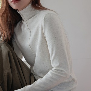 high neck rib knit top