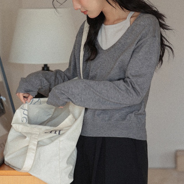 faux two-piece knit pullover　J00496