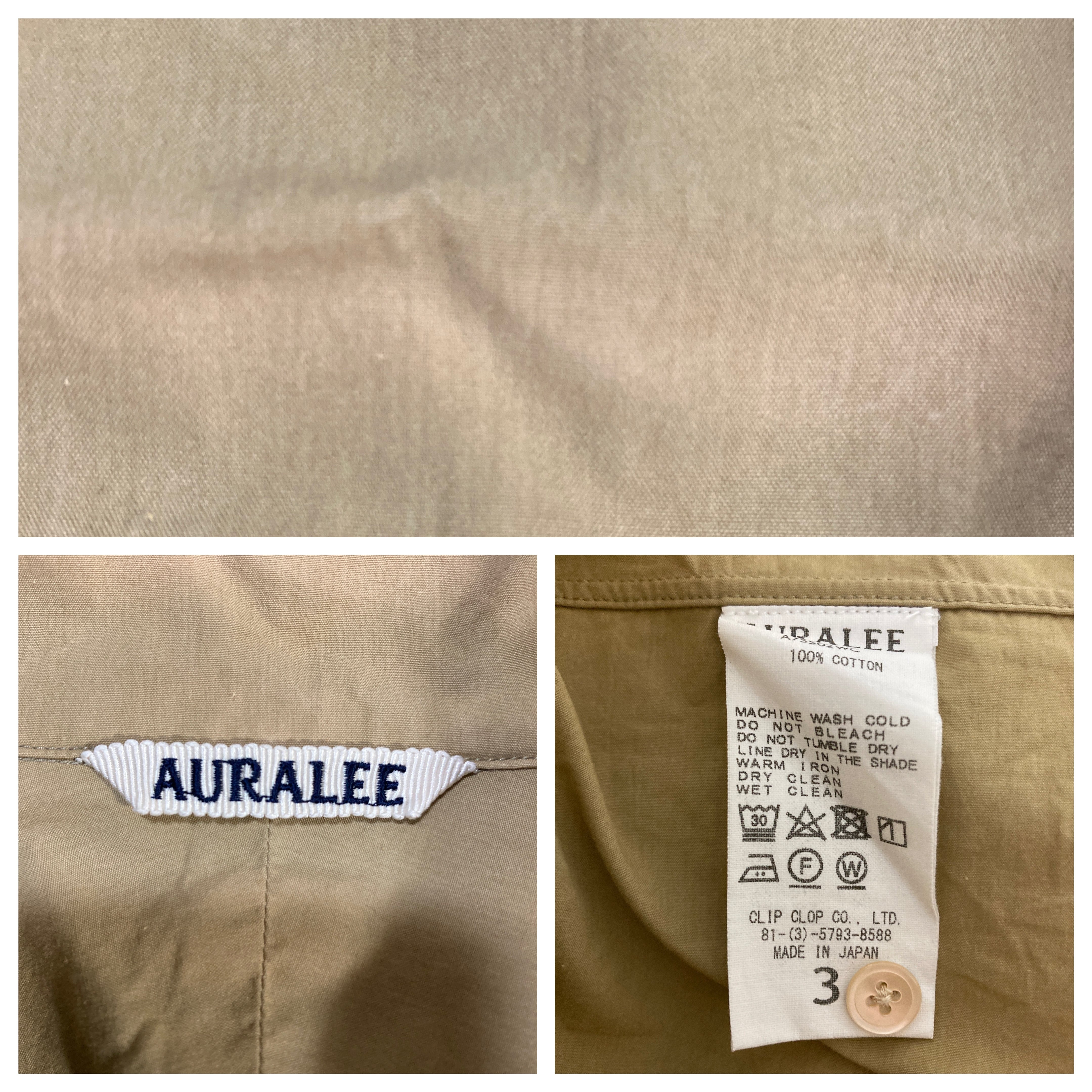 日本製 AURALEE オーラリー 半袖オープンカラーシャツ コットン