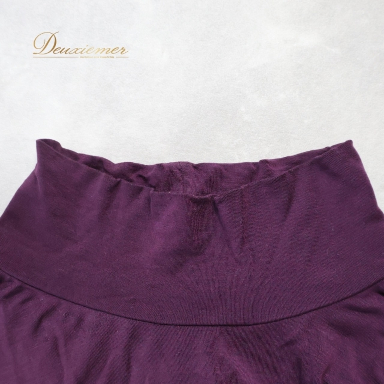 レディース トクコプルミエヴォル TOKUKO 1er VOL トップス ブラウス パープル系 無地 シンプル 伸縮 ストレッチ 日本製 ハイネック タートルネック 上品 カジュアル 普段着 かわいい レディースファッション