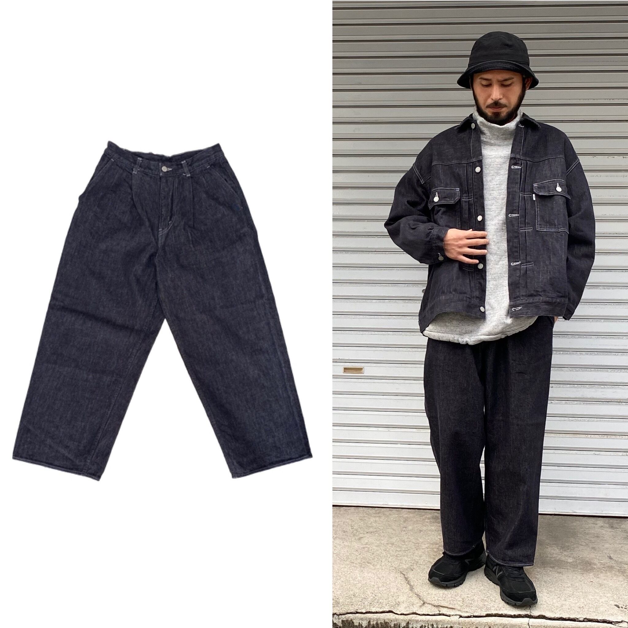 GRAPHPAPER COLORFAST DENIM TWO TUCK PANTS INDIGO 1 80KJ0512 