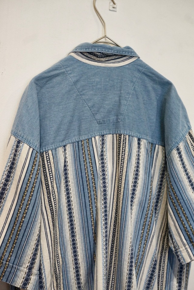 cotton polyester s/s zip shirt